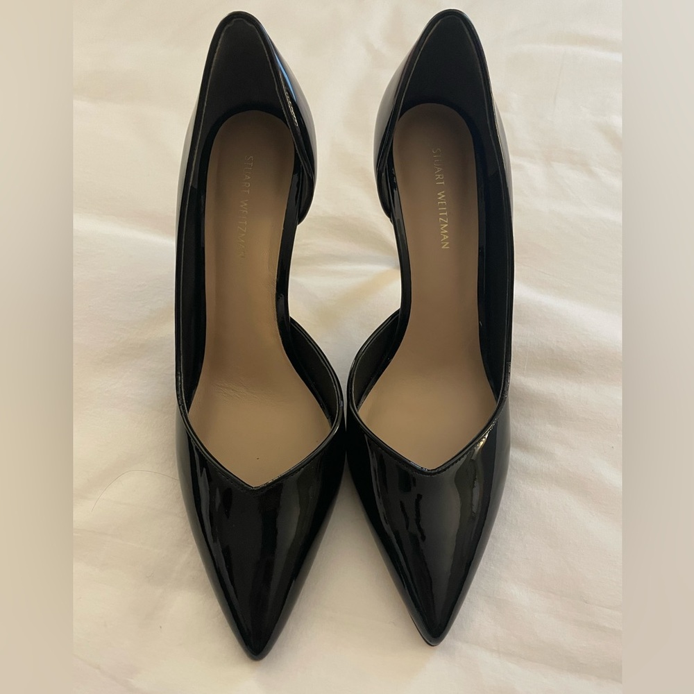 STUART WEITZMAN Avenue 95 Black Patent d’orsay pump heels